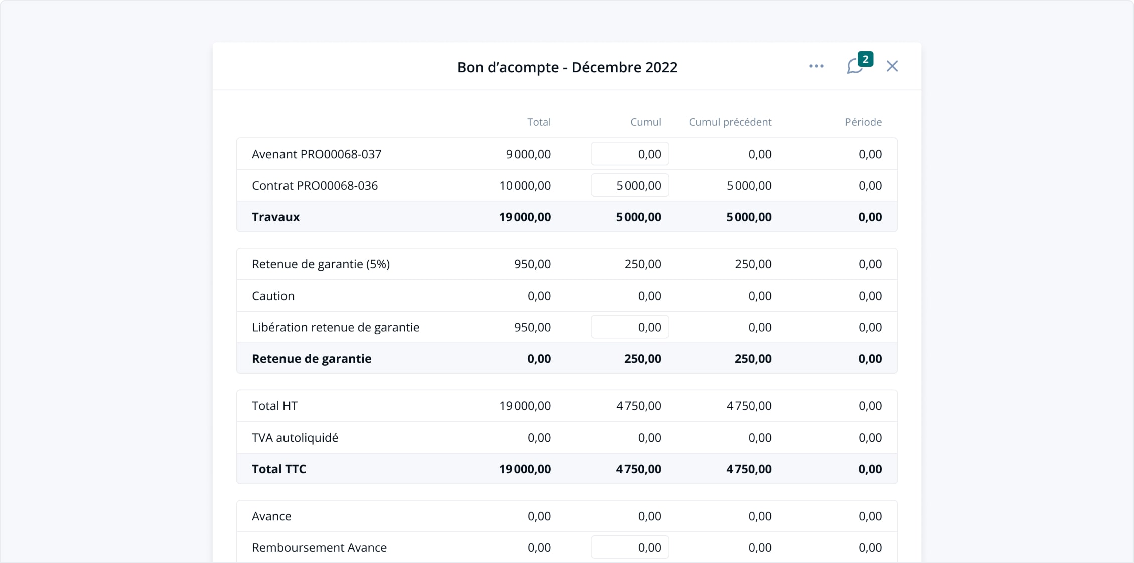 Certificats de paiement